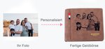 Personalisierte Foto Bifold PU-Leder Geldbörse mit Namen Initiale und Kartenfächern Vatertag Jahrestag Geschenk für Herren