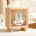 Personalized Cartoon Dragon Castle Initial Wood Clear Money Box Piggy Bank with Name Birthday for Kids
