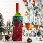 Couverture de Bouteille en Flanelle Personnalisée avec Texte Couvre-Bouteille de Vin à Clochettes Décoration de Maison Cadeau Noël pour Famille