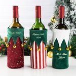 Couverture de Bouteille en Flanelle Personnalisée avec Texte Couvre-Bouteille de Vin à Clochettes Décoration de Maison Cadeau Noël pour Famille