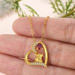 Personalized Heart Cute Highland Cow Zircon Birthstone Necklace Women Jewelry Birthday Anniversary Gift for Highland Cow Lovers