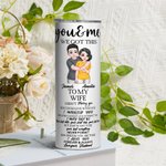 Personalized Cartoon Character Hugging 20oz Insulated Tumbler with Name and Straw Birthday Valentine's Gift for Couple