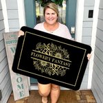 Personalized Multicolour Faux Glitter Daisy Rose Floral Anti-slip Door Mat with Text Flower Shop New Business Birthday Gift for Florists