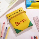 Personalized Leather Embroidery Name Crayon Bag with Zipper Birthday Back to School Gift for Kid
