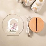 Personalised Dreamy Dragon Castle Acrylic LED Night Light with Wooden Base and Name or Initial Nursery Decor Baby Shower Birthday Gift for Kids