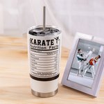 Gepersonaliseerde Karate Riem Naam Uniform Voedingsfeiten Geïsoleerde Tumbler met deksel en rietje Verjaardagscadeau voor vechtsport Taekwondo liefhebbers Coaches