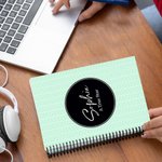 Personalized Multicolour Style Polka Dots Stripes Spiral Notebook with Name and Text Birthday Gift for Family Friend