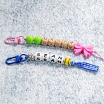 Personalised Handmade Basketball Volleyball Bow Beaded Keychain with Name Birthday Back to School Gift for Kids Sports Lover