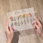 Gepersonaliseerde 1-20 Geboortebloemen Acrylplaquette met Naam en Basis Kamerdecoratie Moederdag Verjaardagscadeau voor Oma Mama