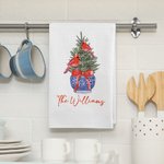 Gepersonaliseerde Chinese stijl blauw en wit porseleinen kardinaal kerstboom wafel theedoek met tekst keuken decor vakantie cadeau voor familie vriend