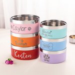 Personalised Paw Print Bone Name Food-grade Stainless Steel Dog Cat Food Water Bowl Non-slip Pet Feeding Supplies Birthday Gift for Pet Owners