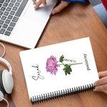 Personalized Watercolor Birthday Flower A5 Spiral Notebook with Name Date and Text Birthday Gift for Family Friends