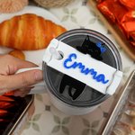 Personalised Cute Bow Cat Glitter Tumbler Name Plate Tag Accessories for Stanley Cup Birthday Gift for Cat Lovers