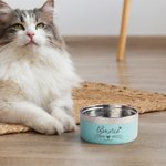 Personalised Paw Print Bone Name Food-grade Stainless Steel Dog Cat Food Water Bowl Non-slip Pet Feeding Supplies Birthday Gift for Pet Owners