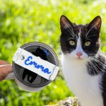 Personalised Cute Bow Cat Glitter Tumbler Name Plate Tag Accessories for Stanley Cup Birthday Gift for Cat Lovers