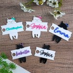Personalised Cute Bow Cat Glitter Tumbler Name Plate Tag Accessories for Stanley Cup Birthday Gift for Cat Lovers