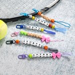 Personalised Handmade Basketball Volleyball Bow Beaded Keychain with Name Birthday Back to School Gift for Kids Sports Lover