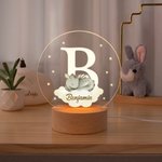 Personalised Dreamy Dragon Castle Acrylic LED Night Light with Wooden Base and Name or Initial Nursery Decor Baby Shower Birthday Gift for Kids