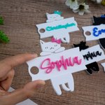 Personalised Cute Bow Cat Glitter Tumbler Name Plate Tag Accessories for Stanley Cup Birthday Gift for Cat Lovers