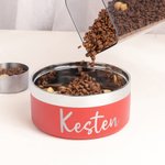 Personalised Paw Print Bone Name Food-grade Stainless Steel Dog Cat Food Water Bowl Non-slip Pet Feeding Supplies Birthday Gift for Pet Owners