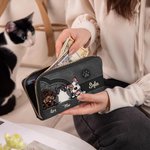 Cartera de cuero vintage personalizada con perro o gato con nombres y compartimentos ideal para regalo de cumpleaños para amantes de mascotas