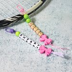 Personalised Handmade Basketball Volleyball Bow Beaded Keychain with Name Birthday Back to School Gift for Kids Sports Lover