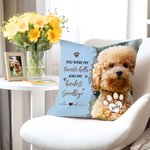 Personalised Flower Heart Pet Photo Soft Throw Pillow Cover with Name Home Decor Memorial Sympathy Gift for Pet Lover