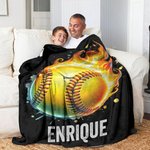 Manta suave personalizada con diseño de baloncesto y fútbol con nombre y número regalo de cumpleaños para amantes de los deportes y partidos