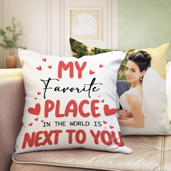 Personalized Photo and Text Soft Throw Pillow Cover Home Decor Valentine's Day Mother's Day Graduation Gift for Couple Mom