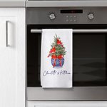 Gepersonaliseerde Chinese stijl blauw en wit porseleinen kardinaal kerstboom wafel theedoek met tekst keuken decor vakantie cadeau voor familie vriend