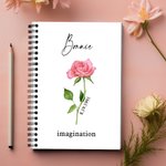 Personalized Watercolor Birthday Flower A5 Spiral Notebook with Name Date and Text Birthday Gift for Family Friends