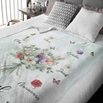 Personalizzato acquerello nascita bouquet di fiori farfalla morbida coperta con nome Home Decor regalo di compleanno per le donne della famiglia