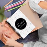Personalized Multicolour Style Polka Dots Stripes Spiral Notebook with Name and Text Birthday Gift for Family Friend