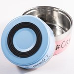 Personalised Paw Print Bone Name Food-grade Stainless Steel Dog Cat Food Water Bowl Non-slip Pet Feeding Supplies Birthday Gift for Pet Owners