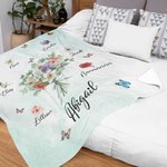 Personalizzato acquerello nascita bouquet di fiori farfalla morbida coperta con nome Home Decor regalo di compleanno per le donne della famiglia