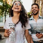 Personalized Cartoon Couple Heart Gesture 20oz Skinny Tumbler with Lid Straw Valentine's Day Anniversary Birthday Gift for Husband Wife Partner
