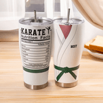 Gepersonaliseerde Karate Riem Naam Uniform Voedingsfeiten Geïsoleerde Tumbler met deksel en rietje Verjaardagscadeau voor vechtsport Taekwondo liefhebbers Coaches