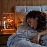 Personalised Hugging Cartoon Character Adjustable LED Night Light with Name and Wooden Base Home Decor Valentine's Day Anniversary Gift for Couple