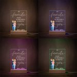 Personalised Hugging Cartoon Character Adjustable LED Night Light with Name and Wooden Base Home Decor Valentine's Day Anniversary Gift for Couple