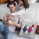 Personalized Love Heart 1-6 Cartoon Hoodie Face Photo Throw Pillow Cover with Names Home Decor Birthday Valentine's Day Gift for Couple Family
