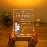 Personalised Hugging Cartoon Character Adjustable LED Night Light with Name and Wooden Base Home Decor Valentine's Day Anniversary Gift for Couple