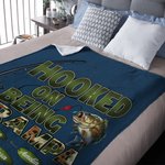 Personalized Hooked On Being Papa Fishing Soft Throw Blanket with 1-20 Names Home Decor Birthday Grandparents' Day Father's Day Gift for Dad Grandpa