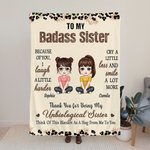 Personalised Badass Sister Leopard Print Cartoon Soft Throw Blanket with Names Home Decor Birthday Friendship Gift for Besties Friends