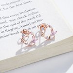 Personalized Minimalist Floral Butterfly Birthstones Stud Earrings Birthday Valentine's Day Gift for Women