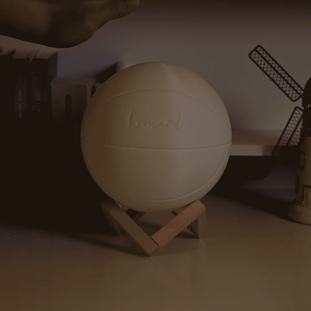 Personalized 3D Basketball 16 Color Changing Touch LED Night Light with Wooden Stand and Remote Kid Room Decor Birthday Gift for Boys Sports Lovers