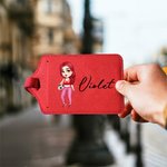 Personalised Cartoon Sports Girl PU Leather Luggage Tag with Name Travel Accessory Birthday Gift for Sports Lovers