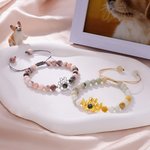 Personalized Adjustable Projection Dog Cat Photo Natural Stone Bracelet Birthday Anniversary Gift for Pet Lovers