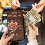 Personalised God Says You Are Birth Flower Bouquet PU Leather Long Wallet with Name and Bible Verse Positive Affirmation Religious Gift for Christian