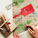 Personalised Cartoon Sports Girl PU Leather Luggage Tag with Name Travel Accessory Birthday Gift for Sports Lovers