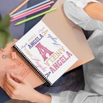 Personalised Colourful Initial Name Word Cloud A5 Spiral Notebook with 120 Lined Pages Back to School Supplies Birthday Gift for Boys Girls